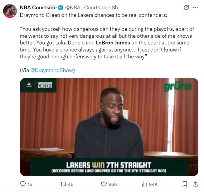 东契奇背靠背狂砍100分成科比后新60分先生 湖人